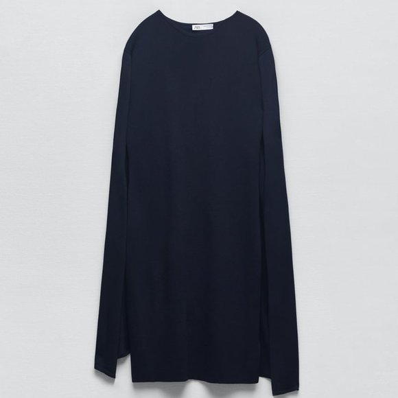 NWT KNIT CAPE NAVY BLUE DRESS - Picture 7 of 7